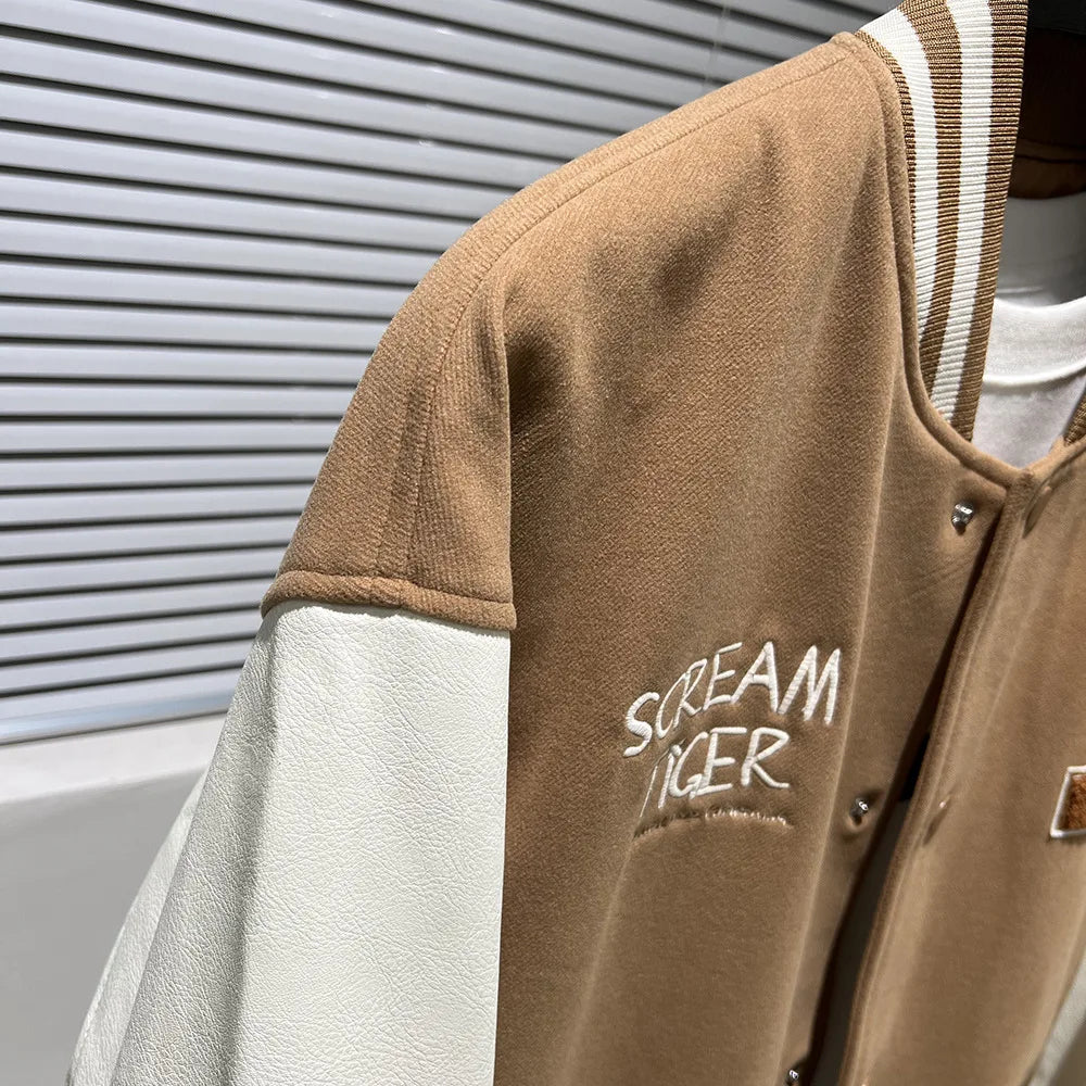 urban fashion featuring new luxury 2022 men beige embroidery tiger roll in riches varsity coats jackets down coats cotton warm winter thicken a571 design – premium quality jacket for men