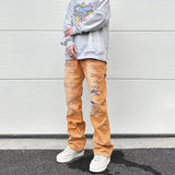 american high street washed torn jean mens y2k baggy ripped jeans cat whisker patch straight tube casual pants jeans hip hop unique jeans style 802