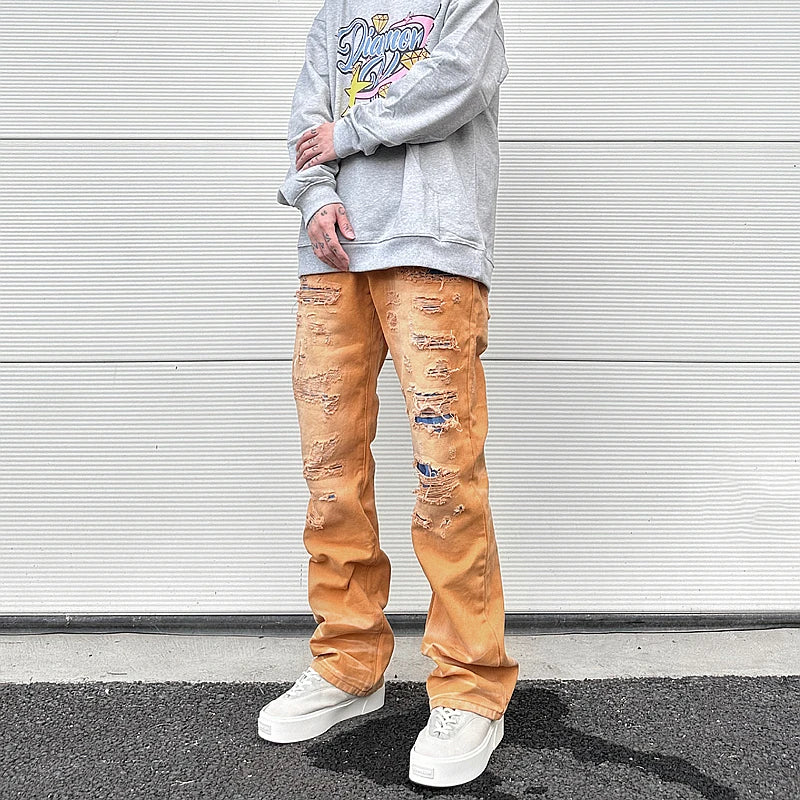 american high street washed torn jean mens y2k baggy ripped jeans cat whisker patch straight tube casual pants jeans hip hop unique jeans style 802