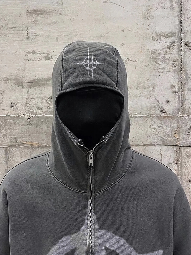 Thrasher-inspired oversized hoodie with flame designs