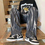 2023 autumn new fashion jeans men korean version loose straight trousers all match boutique clothing simple style ripped baggy denim