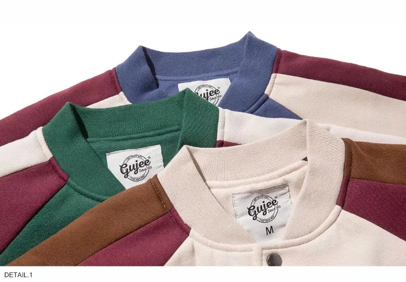 retro baseball bomber, daily drip outerwear, casual outfit
