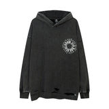 Harajuku crying character featuring fashion letter printed hoodie hip hop retro washed bottom ripped sweatshirt streetwear men hooded warm fleece loose tops hoodies
