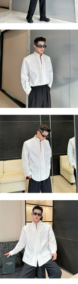 Men French Vintage Fashion Business Casual Long Sleeve Loose Dress Shirts Man Korean Streetwear Party Shirt Blouses
