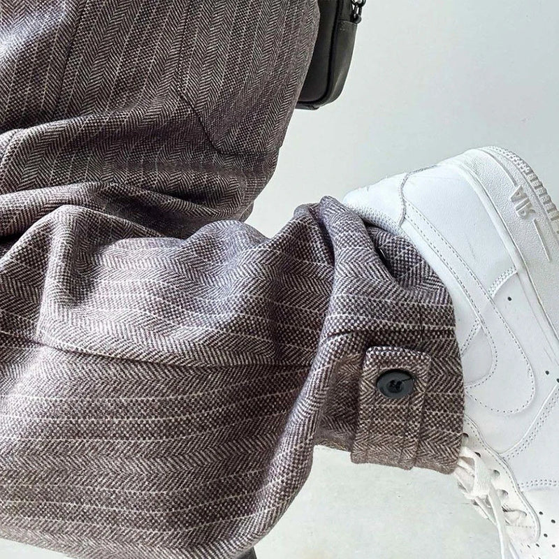 mens pants thick woolen casual pants autumn streetwear fashion personality versatile trend comfort wide leg pants mens clothing menswear bottoms
