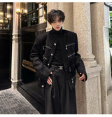 grunge winter jacket, layered citywear - aesthetic hip hop inspired casual wear