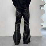 men streetwear fashion hip hop punk gothic vibe casual leather bell bottoms pant man boyfriend flared trousers unique default style 3005