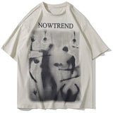 Glitchcore Fashion – Aolamegs Men Gothic Demon Ghost Print Oversized T Shirt Punk – Modern Streetwear for Everyone