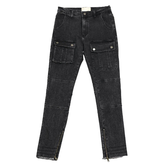 retro washed denim jeans mens bottom zipper jean trousers with pockets hip hop fashion high street slim fit pants joggers jeans unique joggers style 3095