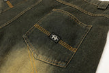 color match pocket washed baggy jeans shorts for men and women wide leg streetwear casual over knee length denim pants unique jeans style 4712