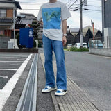 2024 Vintage Retro Print Olded Washed High-Street Cotton Tops T-Shirt For Summer