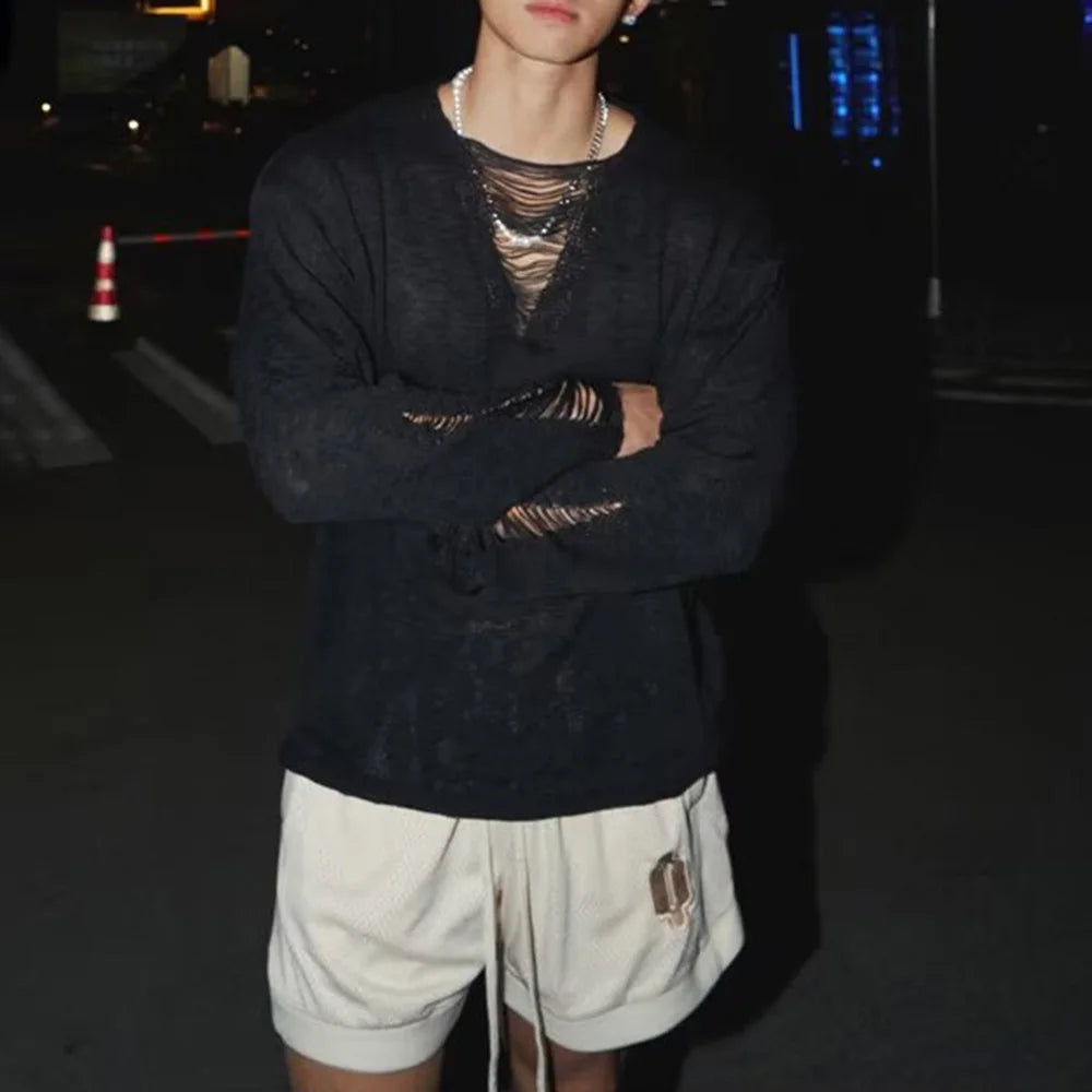 varsity flame knitwear, statement sweater, cozy knitwear for men, oversized grunge aesthetic winter top