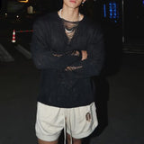 varsity flame knitwear, statement sweater, cozy knitwear for men, oversized grunge aesthetic winter top