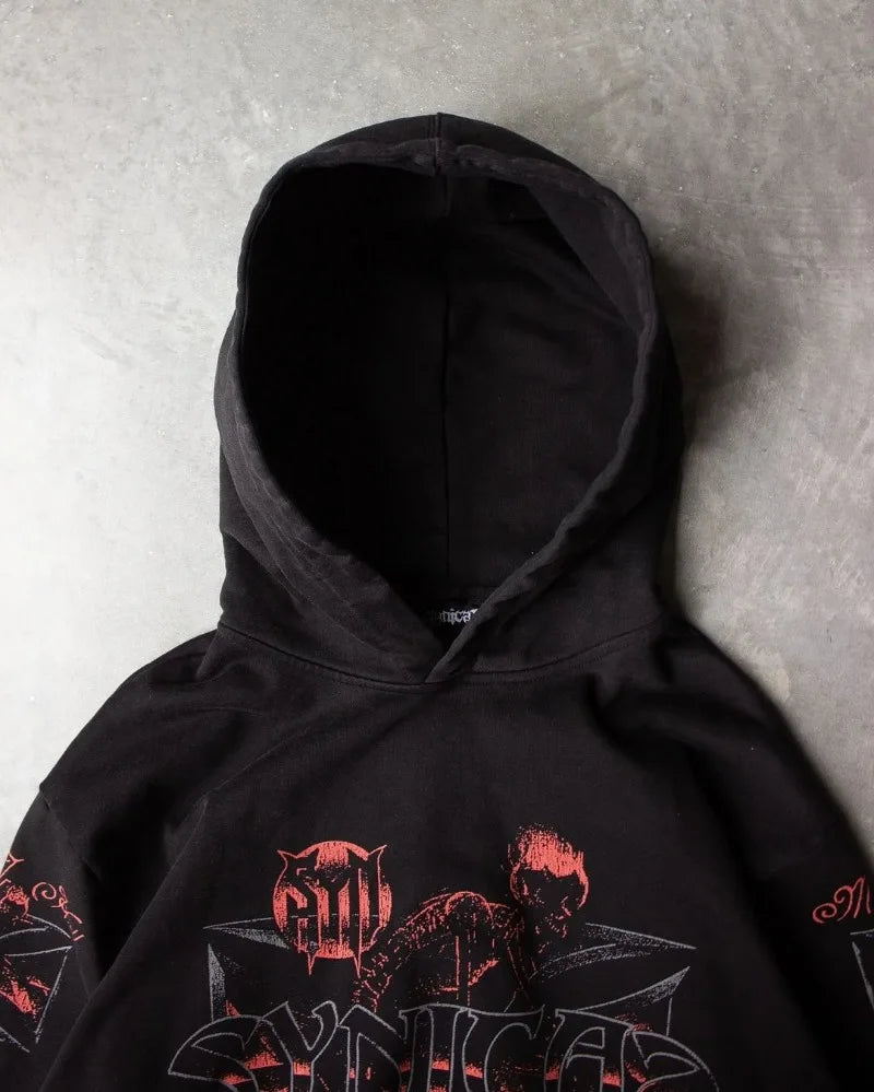 High Street Fashion Brand Harajuku Retro Anime Print Oversized Hoodie