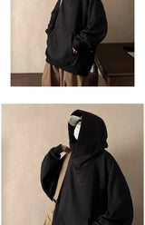 Trendy American High Collar Hooded Storm Sweatshirt For Men Women High