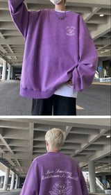 Korean Personalized Distressed Sweatshirt Men's Autumn Trend Brand High Street Handsome Loose Y2K Casual Niche Jacket Youth Tops