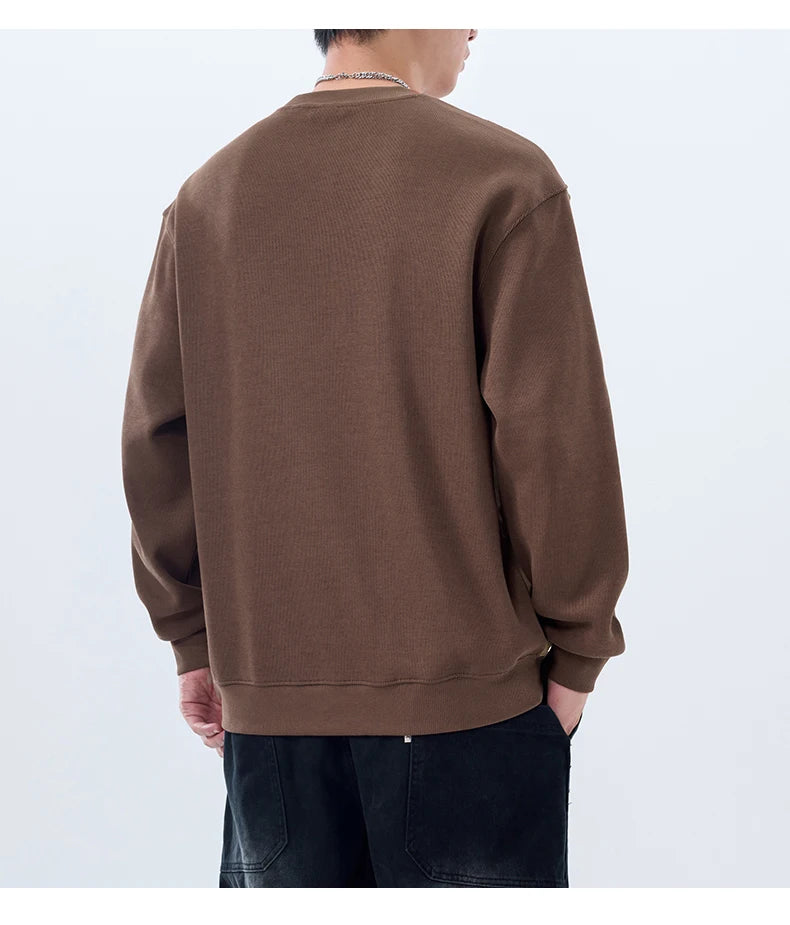 Men Handsome Splice Embroidery Fashion Loose Casual Pullover Sweatshir
