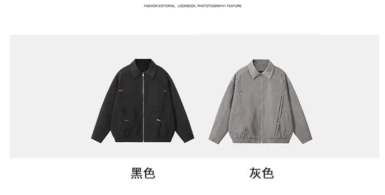 American Vintage Niche Lapel Jacket Men Spring And Autumn Pleated Desi