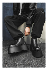 Increase Chelsea Men's Streetwear Fashion Thick Soled Platform Leather Casual Shoes Luxury Designer Boots Shoe for Men