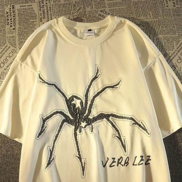 Harajuku Broken heart – Vintage Trend Personalized Spider Print Graphic T Shirt Loos