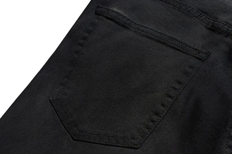 retro patchwork gradient slim flared jeans floor mop wide jean pants street wear new fashionable hip hop washed vintage mens unique jeans style 2793