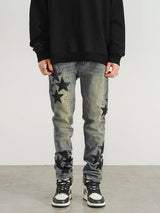 star appliques denim jeans skinny trousers slim fit men new casual biker jeans fashion streetwear hip hop trousers pants joggers unique joggers style 3551