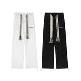 2024 spring and autumn mid waist straight jacquard velvet knitted trousers loose wide leg pants urban casual pants men and women menswear bottoms