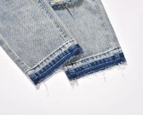 mens high street denim jean pants new casual blue slim ripped holes straight zipper jeans trousers hip hop streetwear joggers unique joggers style 771