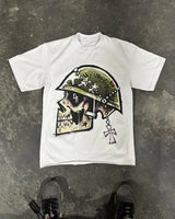 Trapwear Crying angel – American Gothic Skull Letter Print Oversized T Shirt Womens