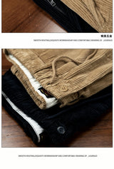 men american retro casual pure cotton corduroy pants japanese streetwear amikaji fashion straight cargo pant trouser unique cargo style 2006