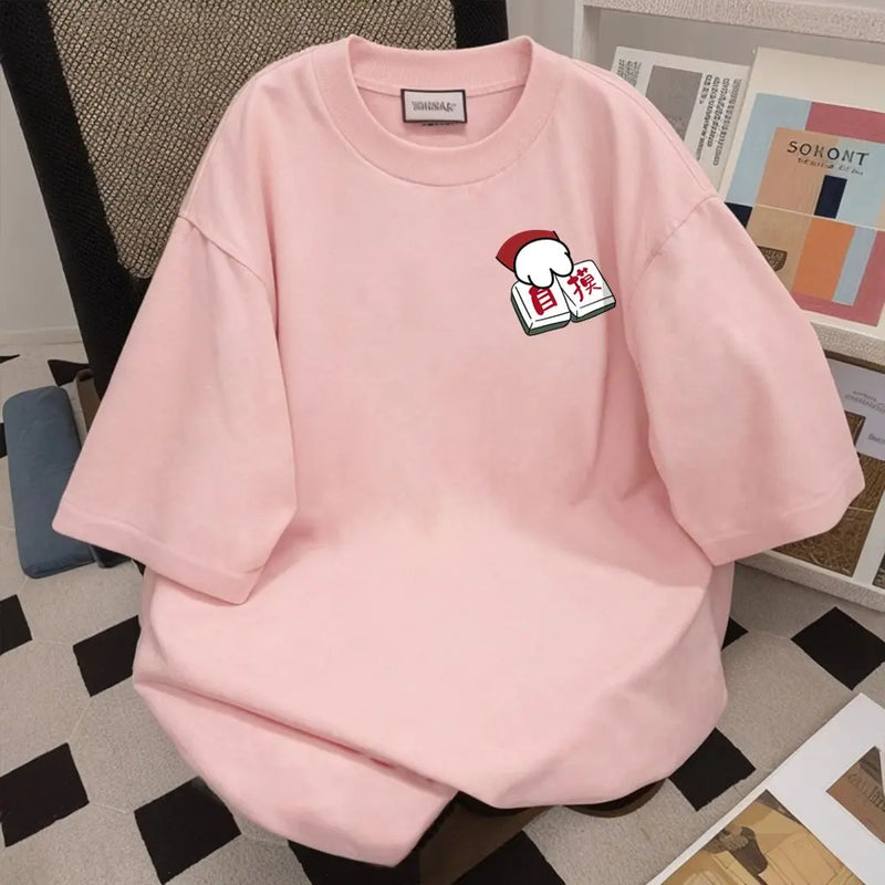 Harajuku Oversized shirt – Summer New Men And Women Trendy Personalized Creative Mahjon