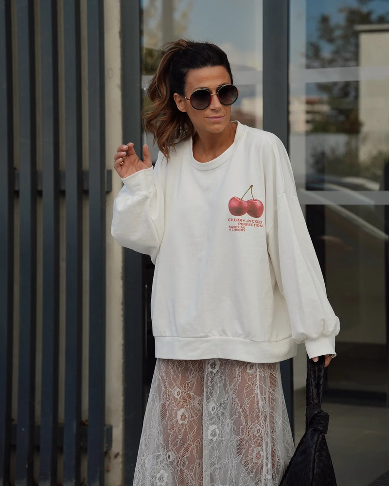 harajuku cherry graphic t shirts gothic oversized casual clothes y2k tops autumn long sleeves streetwear goth women clothing relaxed fit trousers