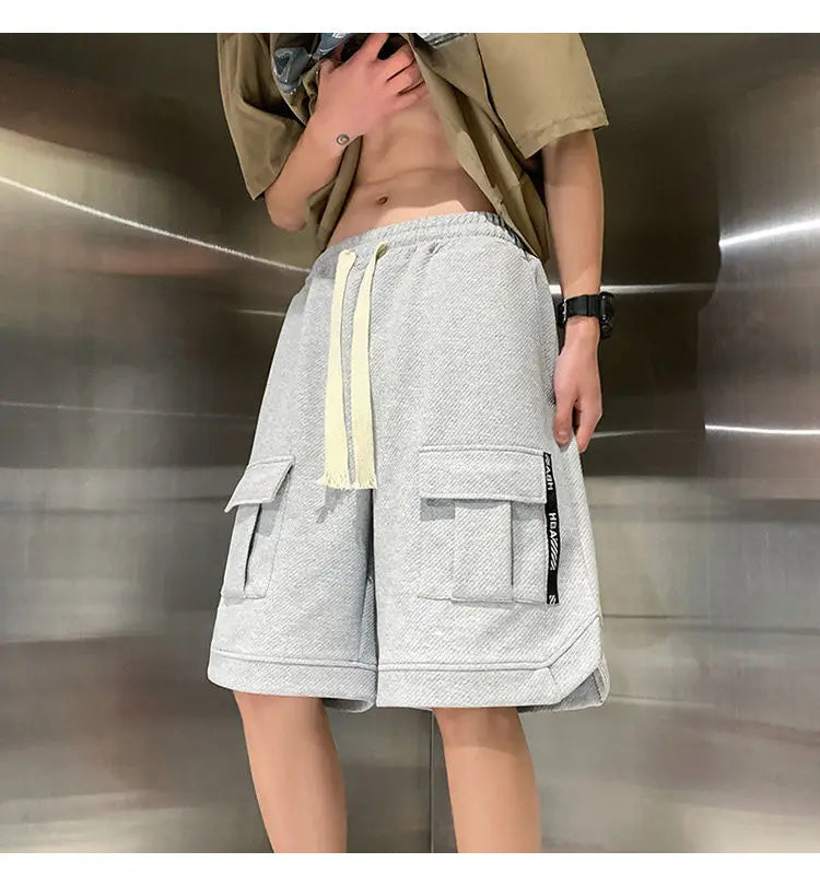 korean style niche casual shorts men summer workwear five point pants design trendy brand loose couple style retro sports pants unique shorts style 2175