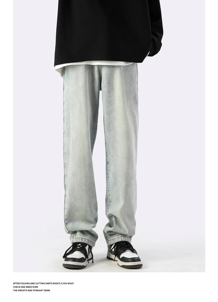 fashion loose streetwear denim basic pants unisex casual zipper jean pant hip hop trousers joggers men straight jeans traf homme urban active pants