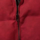 Men PU Leather Warm Jacket Winter Vintage Waterproof Parkas Embroidery Letter Thick Padded Coat Streetwear Hip Hop Loose Parka