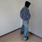harajuku washed gradient color wide leg baggy denim trousers unisex straight loose casual jeans mens oversized cargo pants unique cargo style 1442