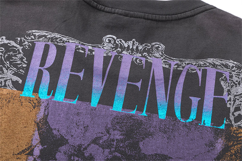 skatercore streetwear top featuring 24ss summer retro vintage portrait quality printing high street distressed t shirt tops
