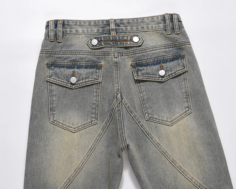 hip hip streetwear denim straight pants mens harajuku retro washed cotton casual zipper joggers jeans trousers pants jean men unique joggers style 2110