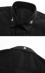 New 2022 Luxury Men Classic Embroidered bee Snake UFO Fashion Cotton Casual Shirts Shirt High Quality Short Sleeves A71