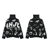 mens turtleneck knitted sweater fashion hip hop harajuku letter sweater retro vintage jumpers casual cotton pullovers sweaters trendy hip hop style outerwear, unique limited edition hoodie, high quality cotton pullover