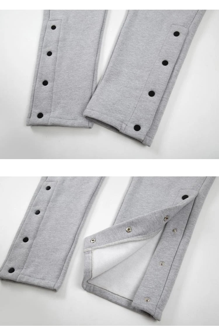mens high street loose fit elastic waist pants winter warm fleece pants bottons hip hop drawstring sportwear sweatpants joggers unique joggers style 3065