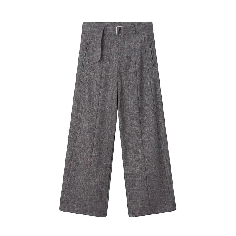 men women streetwear fashion loose casual belt wide leg suit pant boyfriend straight trousers baggy pants unique default style 2365