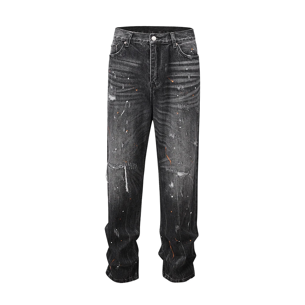 frayed damaged washed black baggy jeans men and women straight streetwear y2k pantalones hombre denim pants oversized cargos utility cargo pants