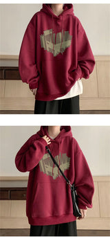 Autumn New Love Graphic Print Hoody Sweatshirts Man Hip Hop Oversized