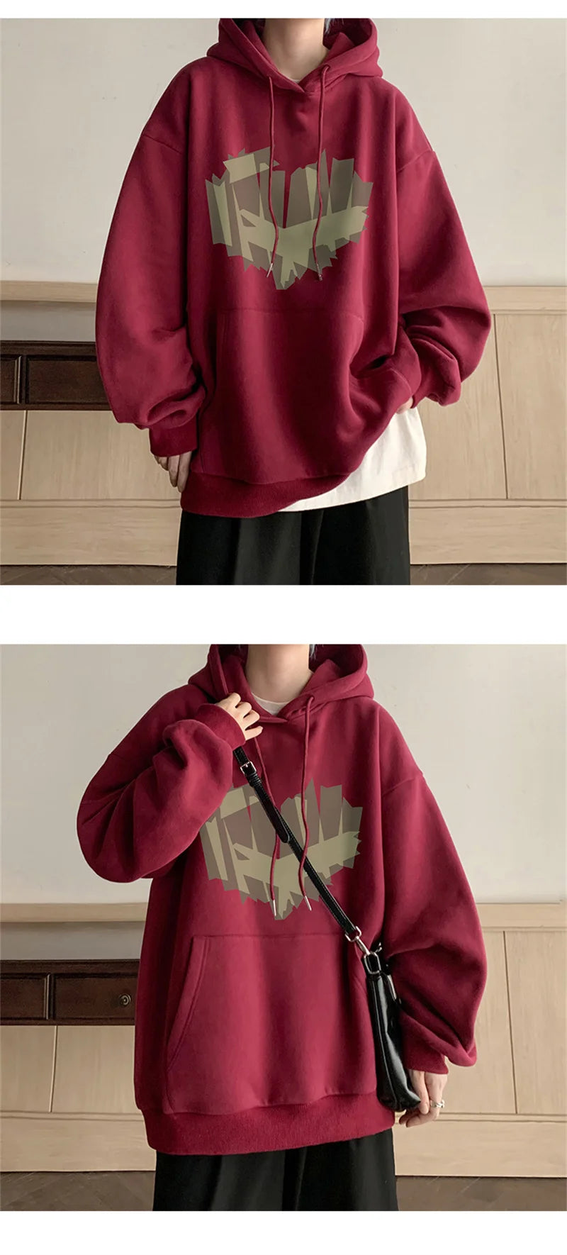 Autumn New Love Graphic Print Hoody Sweatshirts Man Hip Hop Oversized