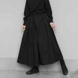 dark gothic style loose casual 7 point hakama pants wide leg pants 2024 new genderless large size design samurai pants unisex clean everyday pants