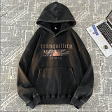 New Art Owl Girl Graphic Print Hoody Sweatshirts For Men Washed Distre