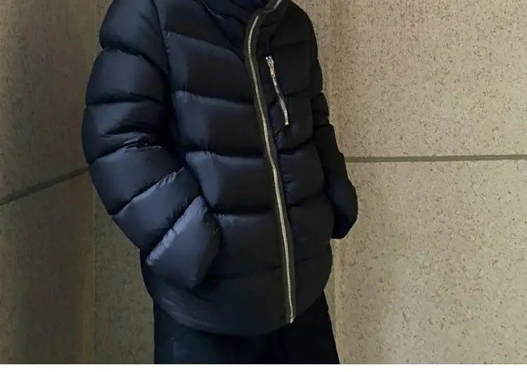 Winter Men's Down Jacket Coat Dark Style Shark Head Masked Zipper Goose Down Warm Regular Down Jacket Coat For Men And Women