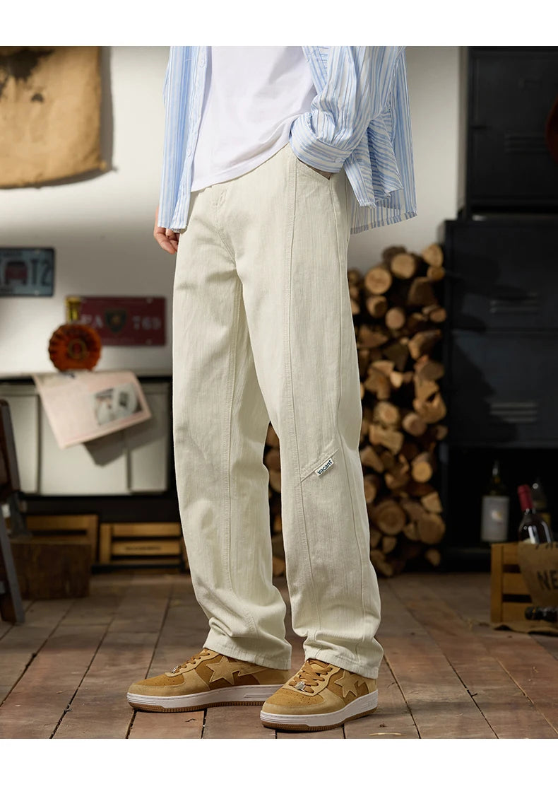 men classic fashion vintage casual loose plus size 28 42 straight white soft denim jeans pant cityboy jeans long trousers man unique jeans style 2112