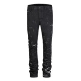 harajuku scratched ripped holes denim jeans mens zipper jeans hip hop fashion streetwear new casual straight joggers jean pants unique joggers style 2643